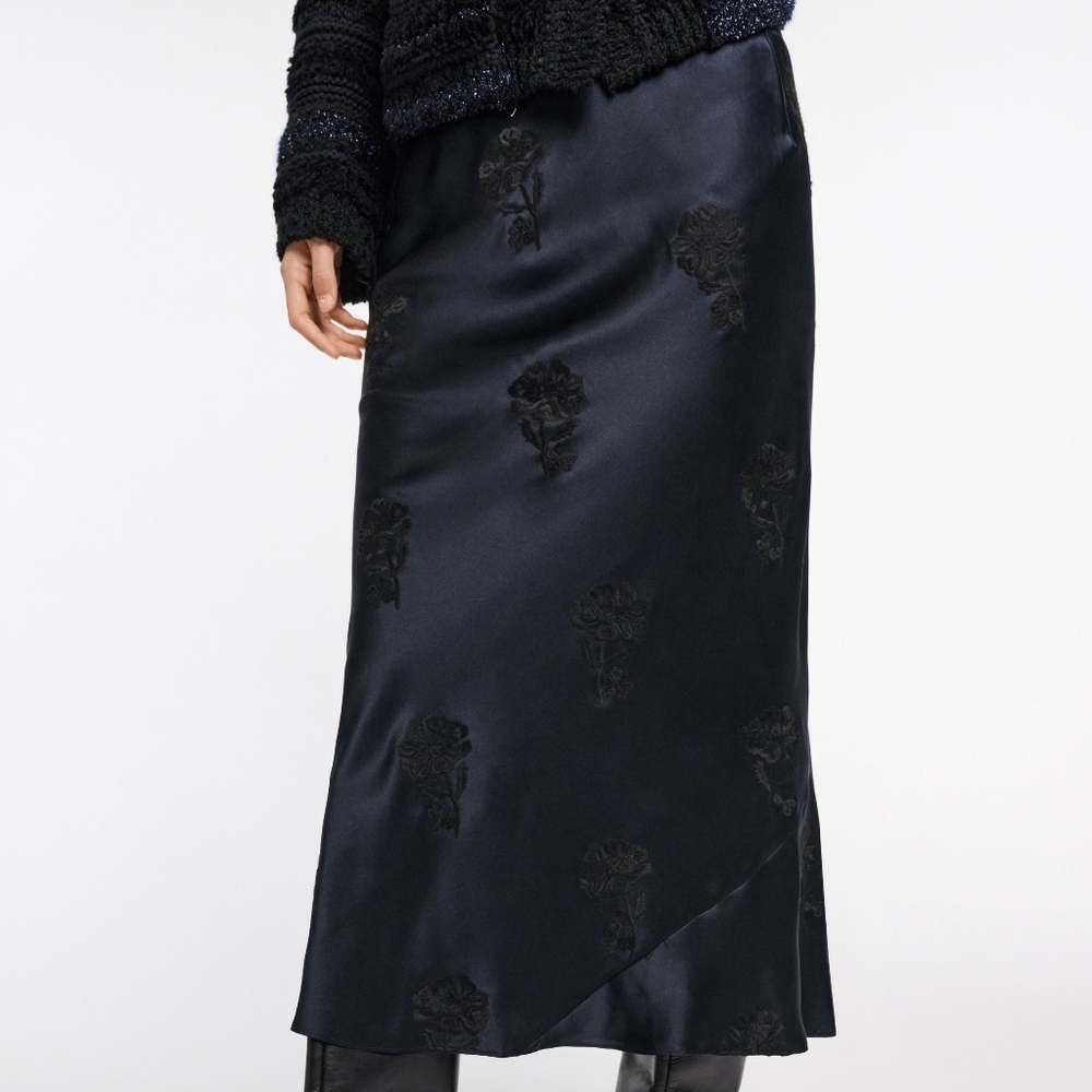 Dorothee Schumacher Sense of Shine II black Silk midi skirt 2 Small 90s Y2k